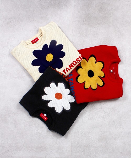 MARKEY'S（マーキーズ）の「【BOKU HA TANOSII】別注フラワーニット（ニット/セーター・キッズ・ブラック/オフホワイト/レッド・100/110/120/130/140/150）」の5枚目の写真