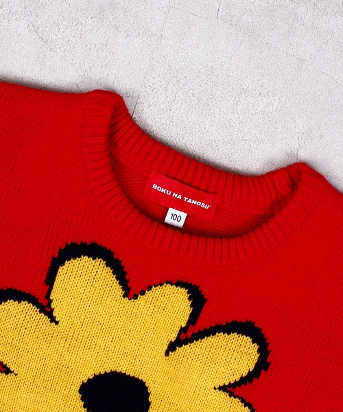 MARKEY'S（マーキーズ）の「【BOKU HA TANOSII】別注フラワーニット（ニット/セーター・キッズ・ブラック/オフホワイト/レッド・100/110/120/130/140/150）」の22枚目の写真