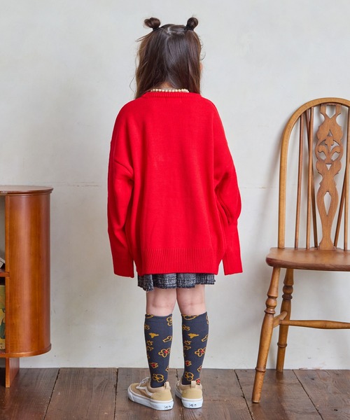 MARKEY'S（マーキーズ）の「【BOKU HA TANOSII】別注フラワーニット（ニット/セーター・キッズ・ブラック/オフホワイト/レッド・100/110/120/130/140/150）」の14枚目の写真