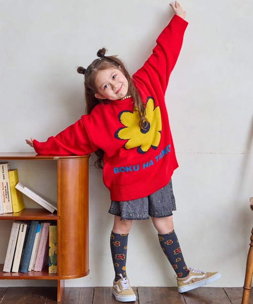 MARKEY'S（マーキーズ）の「【BOKU HA TANOSII】別注フラワーニット（ニット/セーター・キッズ・ブラック/オフホワイト/レッド・100/110/120/130/140/150）」の13枚目の写真