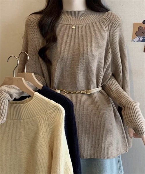 FREE STYLISTS（フリー スタイリスト）の「ニットケープポンチョ　ドルマンスリーブ ハンドウォーマー ベルト付き 3点 セット（ニット/セーター・レディース・ブラック/オフホワイト/レッド/モカ・FREE）」の22枚目の写真