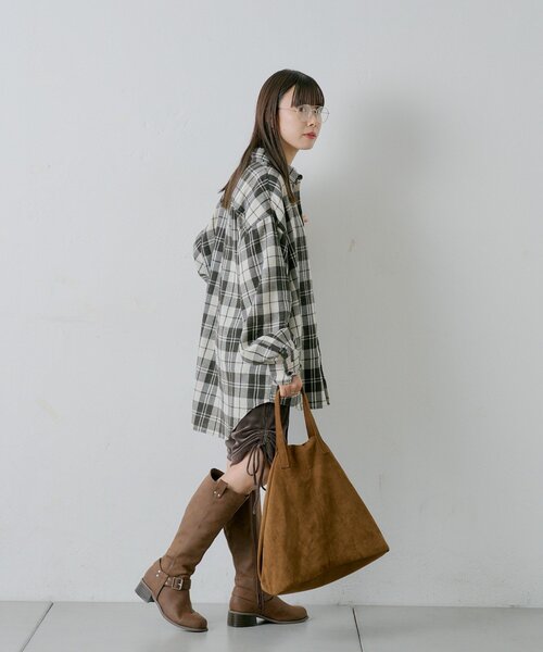 WHIMSIC（ウィムジック）の「【UNISEX】アシッドウォッシュフランネルチェックシャツ（シャツ/ブラウス・レディース・ブラック/グリーン/レッド/ブラウン・FREE）」の15枚目の写真