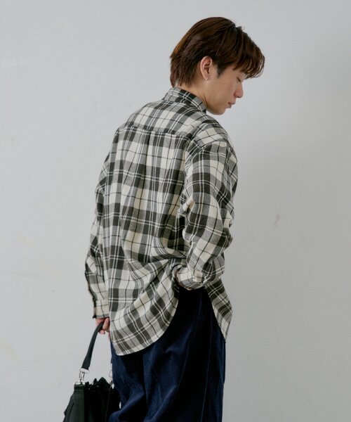 WHIMSIC（ウィムジック）の「【UNISEX】アシッドウォッシュフランネルチェックシャツ（シャツ/ブラウス・レディース・ブラック/グリーン/レッド/ブラウン・FREE）」の19枚目の写真