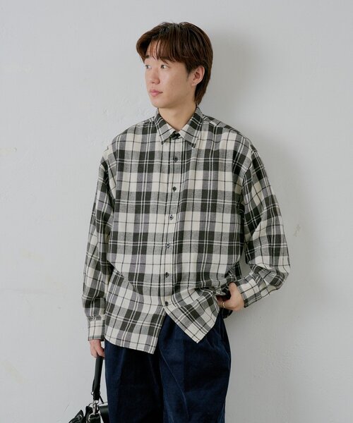 WHIMSIC（ウィムジック）の「【UNISEX】アシッドウォッシュフランネルチェックシャツ（シャツ/ブラウス・レディース・ブラック/グリーン/レッド/ブラウン・FREE）」の20枚目の写真