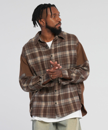 Front and back checkered shirt_Brown