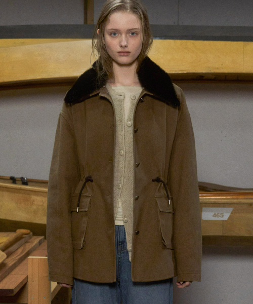 Vanves washed half jacket (khaki brown)