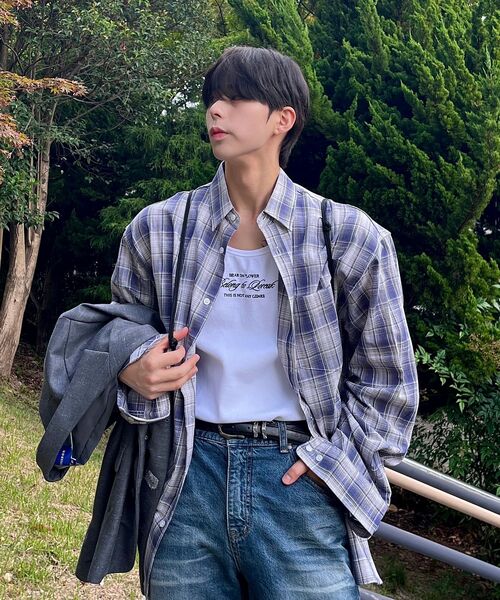 BASEMOMENT(ベースモーメント)の「ブリーズチェックシャツグレーシュブルー(シャツ/ブラウス・レディース・その他・MEDIUM/LARGE)」の12枚目の写真