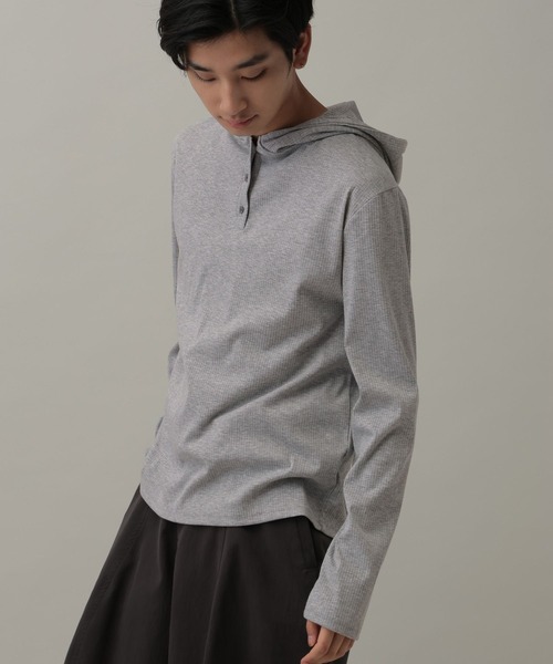 LAND MUSEUM(ランドミュージアム)の「LAND MUSEUM/ボタンフード(Tシャツ/カットソー・メンズ・ブラック/グレー・FREE)」の22枚目の写真