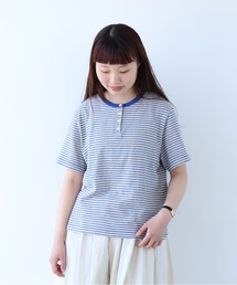 bulle de savon | マルチボーダー ヘンリーネックTシャツ(Tシャツ/カットソー)
