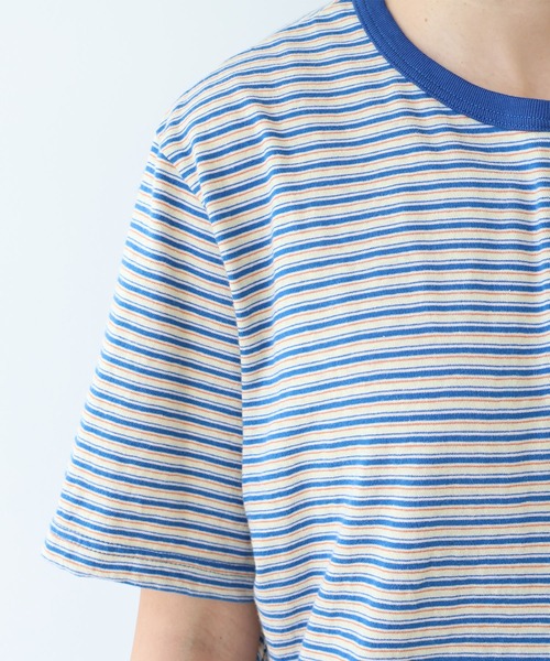 bulle de savon(ビュルデサボン)の「マルチボーダー ヘンリーネックTシャツ(Tシャツ/カットソー・レディース・ブルー/レッド・FREE)」の13枚目の写真