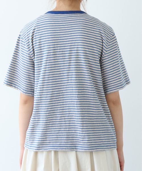 bulle de savon(ビュルデサボン)の「マルチボーダー ヘンリーネックTシャツ(Tシャツ/カットソー・レディース・ブルー/レッド・FREE)」の11枚目の写真