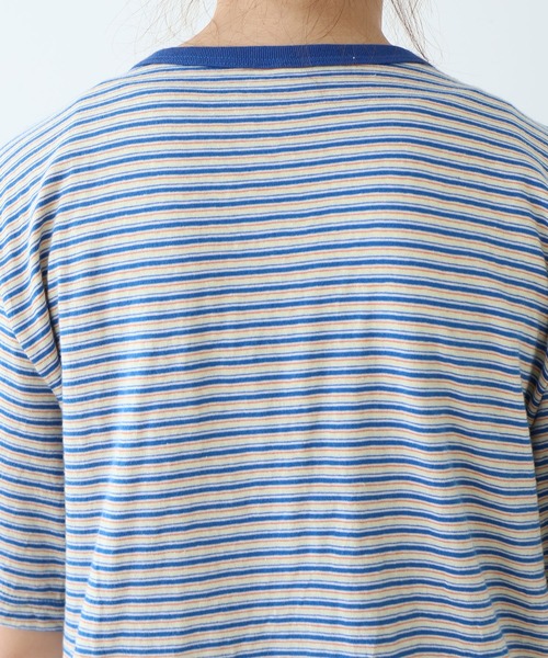 bulle de savon(ビュルデサボン)の「マルチボーダー ヘンリーネックTシャツ(Tシャツ/カットソー・レディース・ブルー/レッド・FREE)」の14枚目の写真