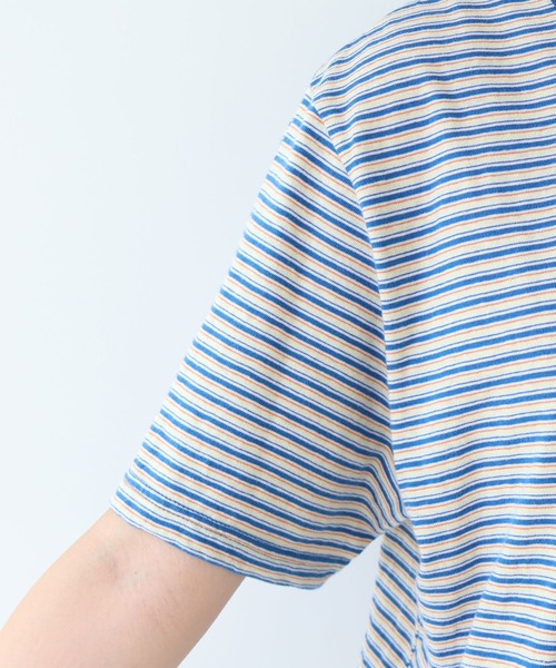 bulle de savon(ビュルデサボン)の「マルチボーダー ヘンリーネックTシャツ(Tシャツ/カットソー・レディース・ブルー/レッド・FREE)」の15枚目の写真
