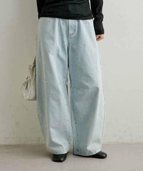 Omekashi(オメカシ)の「ビジューデニム(デニムパンツ・レディース・ブルー/ネイビー・38/36)」の3枚目の写真