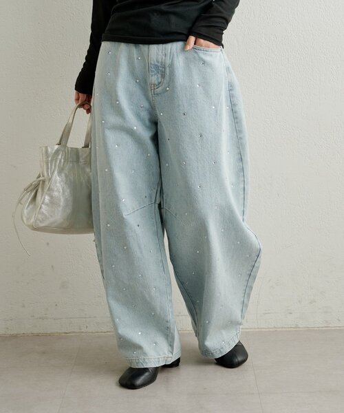 Omekashi(オメカシ)の「ビジューデニム(デニムパンツ・レディース・ブルー/ネイビー・38/36)」の4枚目の写真