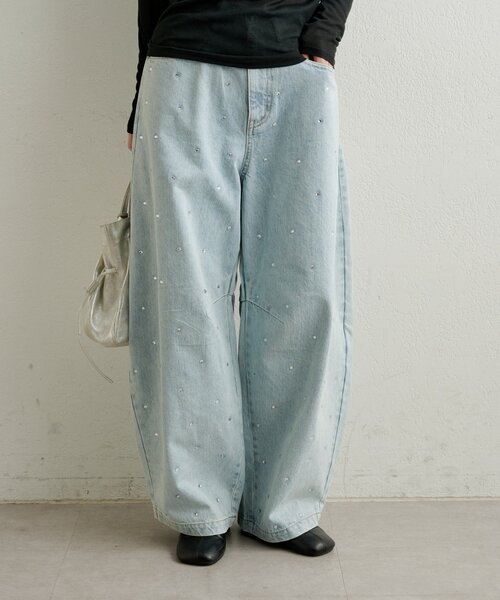 Omekashi(オメカシ)の「ビジューデニム(デニムパンツ・レディース・ブルー/ネイビー・38/36)」の5枚目の写真