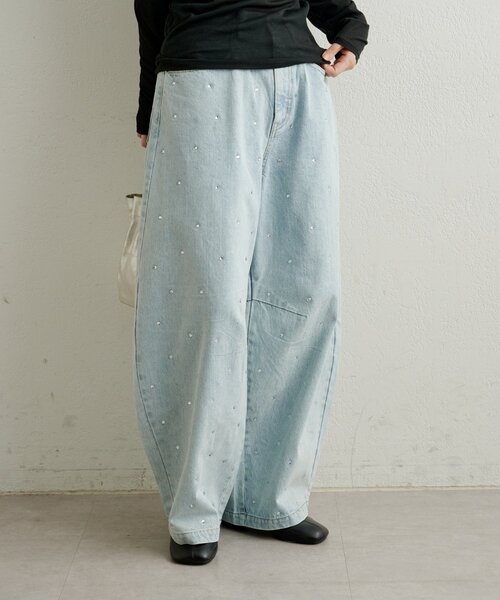 Omekashi(オメカシ)の「ビジューデニム(デニムパンツ・レディース・ブルー/ネイビー・38/36)」の6枚目の写真