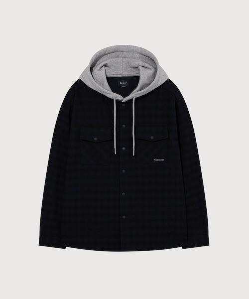 COVERNAT（カバーナット）の「HOODED CHECK SHIRT（シャツ/ブラウス・メンズ・マスタード/ダークネイビー・XX-LARGE/X-LARGE/LARGE/MEDIUM/SMALL/X-SMALL）」の2枚目の写真