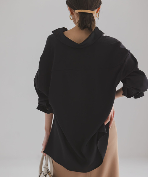 セットアップ対応》ルナサテンドレープシャツ（シャツ/ブラウス