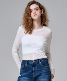 5106 スリムフィットシースルーTシャツ (アイボリー)