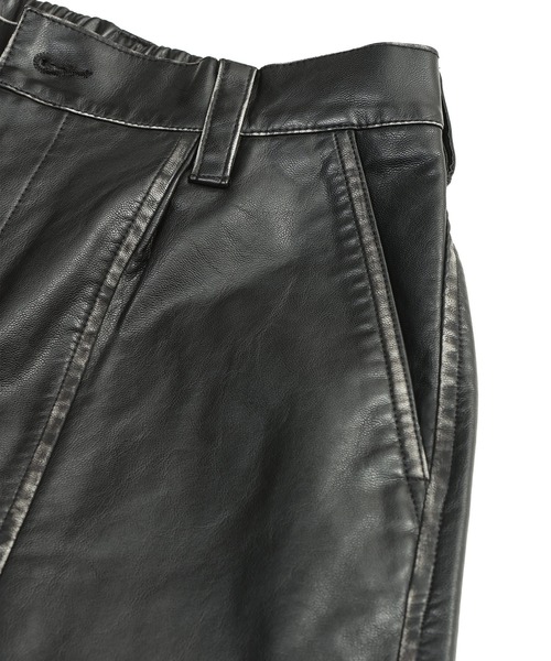 Jungle Storm（ジャングルストーム）の「JUNGLE STORM (ジャングルストーム) ヴィンテージ加工 合成皮革 ワイドパンツ ブラックパンツ（その他パンツ・メンズ・ブラック・L/M）」の7枚目の写真