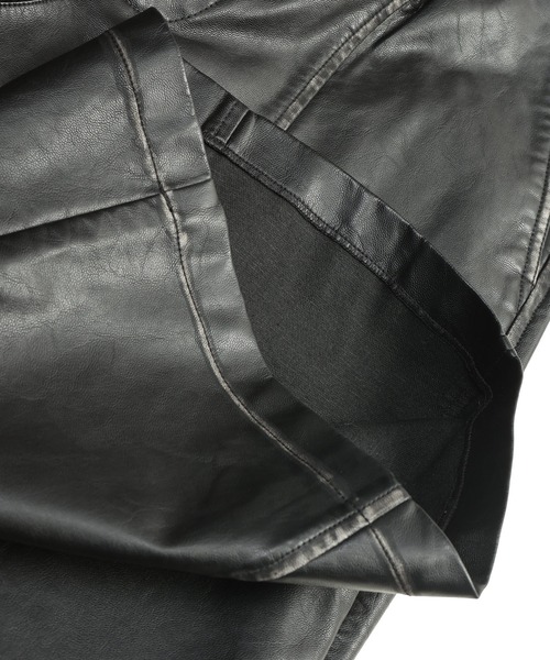 Jungle Storm（ジャングルストーム）の「JUNGLE STORM (ジャングルストーム) ヴィンテージ加工 合成皮革 ワイドパンツ ブラックパンツ（その他パンツ・メンズ・ブラック・L/M）」の8枚目の写真