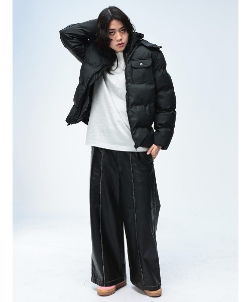 Jungle Storm（ジャングルストーム）の「JUNGLE STORM (ジャングルストーム) ヴィンテージ加工 合成皮革 ワイドパンツ ブラックパンツ（その他パンツ・メンズ・ブラック・L/M）」の19枚目の写真