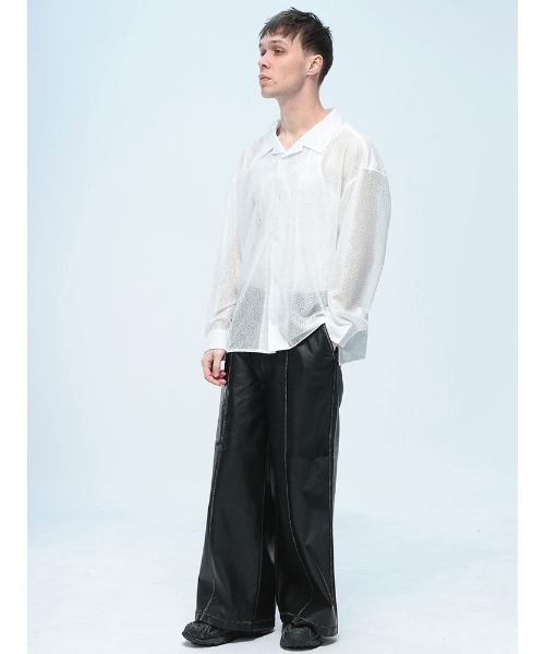 Jungle Storm（ジャングルストーム）の「JUNGLE STORM (ジャングルストーム) ヴィンテージ加工 合成皮革 ワイドパンツ ブラックパンツ（その他パンツ・メンズ・ブラック・L/M）」の21枚目の写真