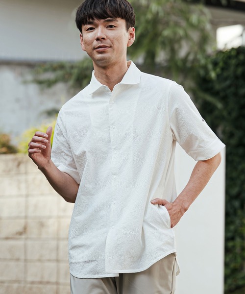 CALL&RESPONSE（コールアンドレスポンス）の「mhs2465- ホリゾンタル半袖シャツ-シアサッカー(262-1214-10)（シャツ/ブラウス・メンズ・ホワイト/ブルー・5/4/2）」の3枚目の写真