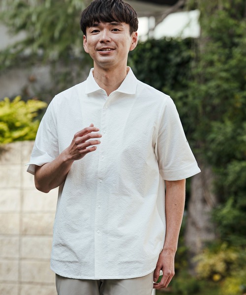 CALL&RESPONSE（コールアンドレスポンス）の「mhs2465- ホリゾンタル半袖シャツ-シアサッカー(262-1214-10)（シャツ/ブラウス・メンズ・ホワイト/ブルー・5/4/2）」の4枚目の写真