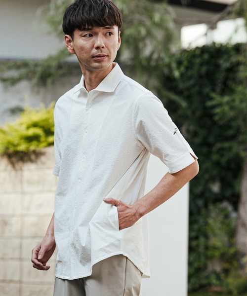 CALL&RESPONSE（コールアンドレスポンス）の「mhs2465- ホリゾンタル半袖シャツ-シアサッカー(262-1214-10)（シャツ/ブラウス・メンズ・ホワイト/ブルー・5/4/2）」の5枚目の写真