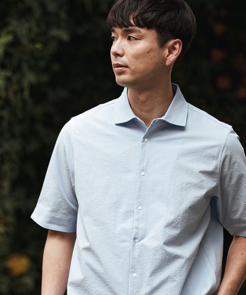 CALL&RESPONSE（コールアンドレスポンス）の「mhs2465- ホリゾンタル半袖シャツ-シアサッカー(262-1214-10)（シャツ/ブラウス・メンズ・ホワイト/ブルー・5/4/2）」の11枚目の写真