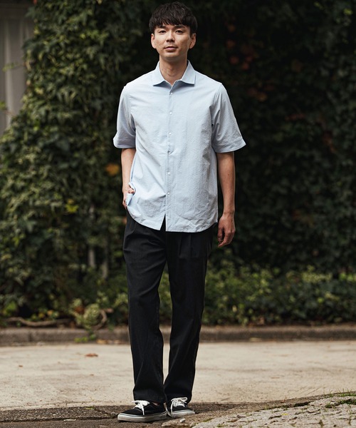 CALL&RESPONSE（コールアンドレスポンス）の「mhs2465- ホリゾンタル半袖シャツ-シアサッカー(262-1214-10)（シャツ/ブラウス・メンズ・ホワイト/ブルー・5/4/2）」の12枚目の写真