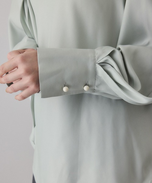 ADAM ET ROPE'（アダムエロペ）の「フィブリルロンTEEスカーフブラウス（シャツ/ブラウス・レディース・オフホワイト/ブラック/ライトグリーン・FREE）」の10枚目の写真