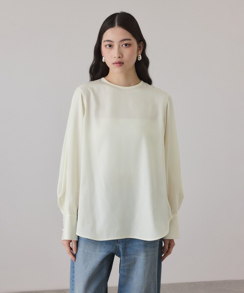 ADAM ET ROPE'（アダムエロペ）の「フィブリルロンTEEスカーフブラウス（シャツ/ブラウス・レディース・オフホワイト/ブラック/ライトグリーン・FREE）」の18枚目の写真