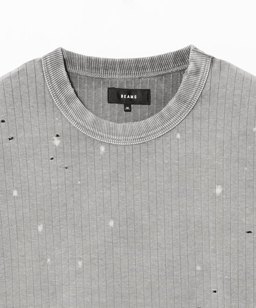 BEAMS(ビームス)の「ベーシックフィット フェード リブ Tシャツ(Tシャツ/カットソー・メンズ・ライトグレー/ブラック・S/M/L/XL)」の4枚目の写真