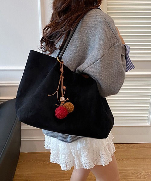 Miniministore（ミニミニストア）の「スエード調 トートバッグ 2点セット上品（トートバッグ・レディース・ブラック/ベージュ/キャメル/ダークブラウン/ブラウン・FREE）」の7枚目の写真