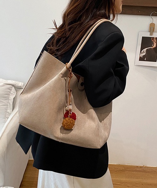 Miniministore（ミニミニストア）の「スエード調 トートバッグ 2点セット上品（トートバッグ・レディース・ブラック/ベージュ/キャメル/ダークブラウン/ブラウン・FREE）」の12枚目の写真