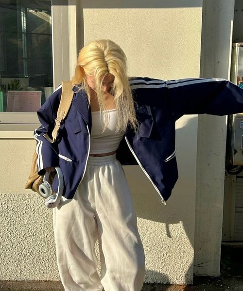 COME（シーオーエムイー）の「[UNISEX] Satin-Trimmed Padded Racing Jacket (Navy)（デニムジャケット・メンズ・その他・1(M)/2(L)）」の9枚目の写真