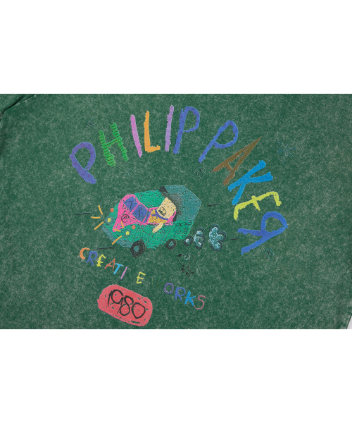 PHILIPPAKER(フィリップペイカー)の「ビエムシーミニバスクレヨン半袖Tシャツピグメントヴィンテージフォレスト(Tシャツ/カットソー・メンズ・その他・MEDIUM/LARGE/X-LARGE)」の8枚目の写真