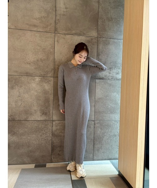 Day and Grade(デイアンドグレイド)の「【RISAKOセレクト】リブロングワンピース(ワンピース・レディース・グレー/ブラック・FREE)」の2枚目の写真