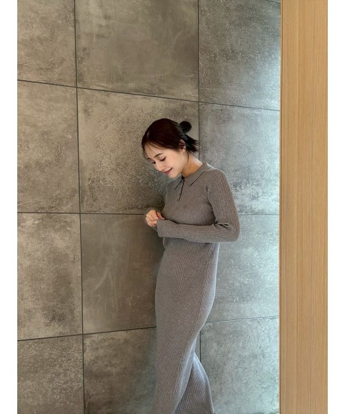 Day and Grade(デイアンドグレイド)の「【RISAKOセレクト】リブロングワンピース(ワンピース・レディース・グレー/ブラック・FREE)」の3枚目の写真