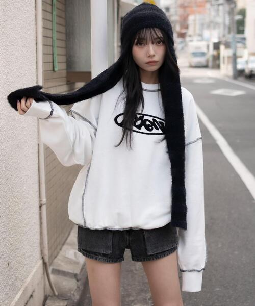 WEGO/【26年春夏新作】ショートカラーステッチサガラロゴプルオーバー