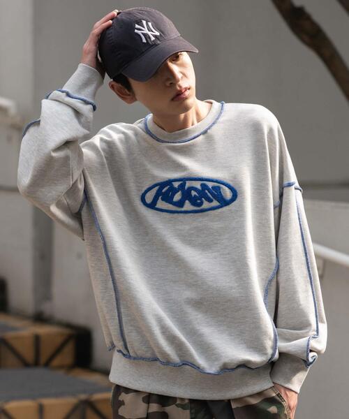 WEGO（ウィゴー）の「WEGO/【26年春夏新作】ショートカラーステッチサガラロゴプルオーバー（スウェット・メンズ・ホワイト/ブラック/杢グレー・MEDIUM/LARGE）」の5枚目の写真