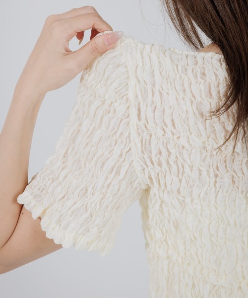 SENEE 2way puff shirring cardigan アイボリー SENEE（セニー）の「2way puff shirring cardigan（2ウェイパフ