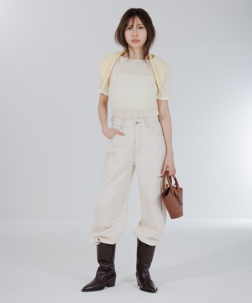 SENEE 2way puff shirring cardigan アイボリー SENEE（セニー）の「2way puff shirring cardigan（2ウェイパフ