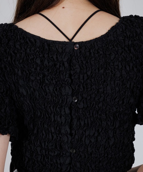 SENEE（セニー）の「2way puff shirring cardigan（2ウェイパフ