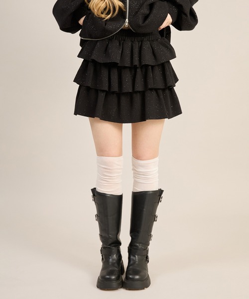apres jour mignon(アプレジュールミニョン)の「【セットアップ着用可能】キラキラティアードスカート(スカート・レディース・ネイビー/ブラック/チャコールグレー/杢グレー/オフホワイト・フリー/LARGE)」の19枚目の写真