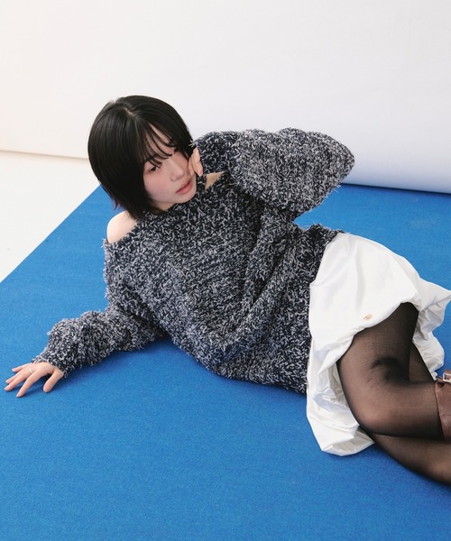 loin nuit(ロワンニュイ)の「mix color knit / ミックスカラーニット(ニット/セーター・レディース・ネイビー/ミックスグレー/アイボリー・FREE)」の12枚目の写真