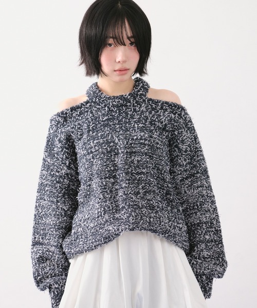 loin nuit(ロワンニュイ)の「mix color knit / ミックスカラーニット(ニット/セーター・レディース・ネイビー/ミックスグレー/アイボリー・FREE)」の6枚目の写真